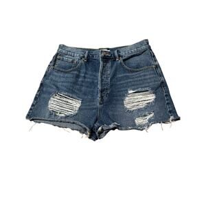 PacSun Ultra High Rise Vintage Shorts Women’s 30 Blue Denim buttonfly distressed